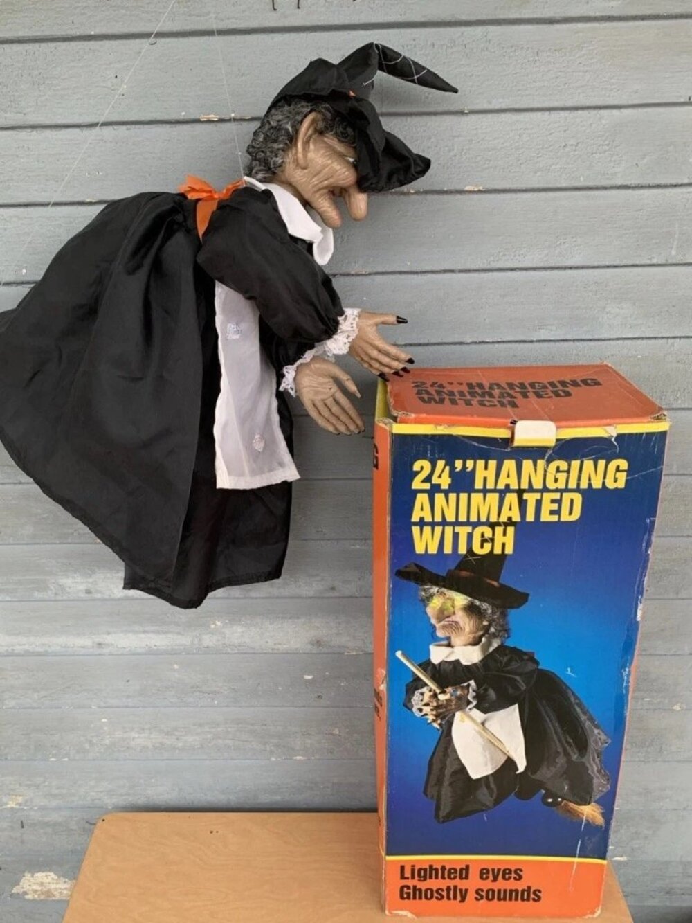 Gemmy 24” Hanging Animated Witch Vtg Works Activate Eyes Flash Vibrate Halloween